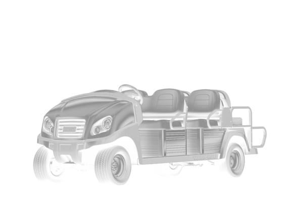 Club Car Transporter 6 Seitliche Darstellung eines Club Car Transporter Nutzfahrzeug mit 6Sitzplätzen in Schwarz Weiß